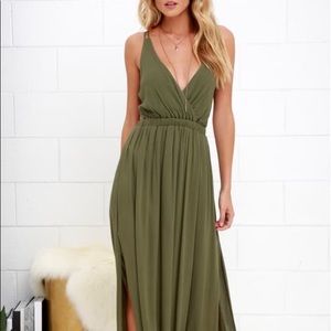 Lulu’s Lost in Paradise Olive Green Maxi Dress